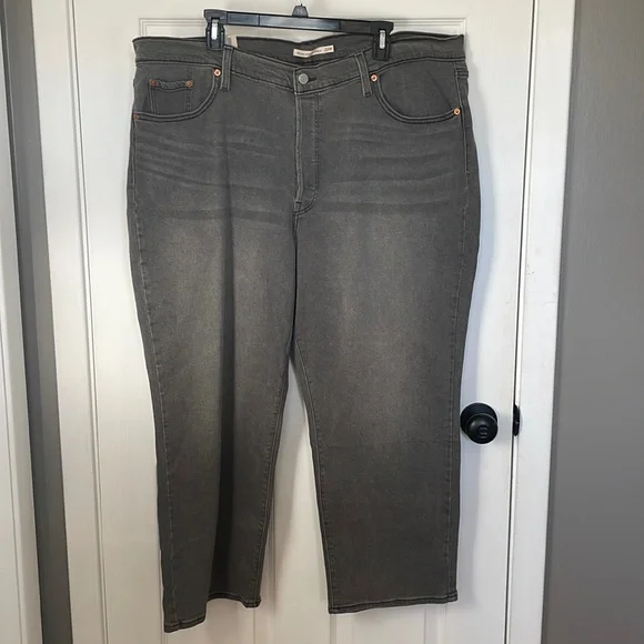 NWT Levi’s Ribcage Ankle Straight Jeans Plus Sz 22 Cosmic Chatter Gray High Rise - Picture 4 of 11